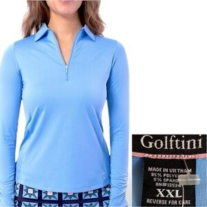 GOLFTINI Ladies Zone Performance Shirt Team 365 Quarter Zip Blue UPF 30+ XXL NWT